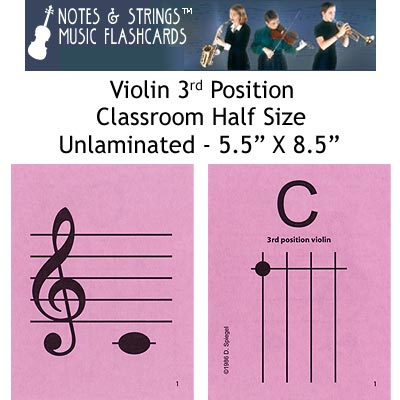 Violin 3rd Pos. Classroom Half Size Unlaminated Flashc | Notes ...